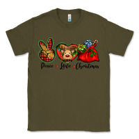 Army Green peace love Christmas Classic Tee - BarkalooDesign