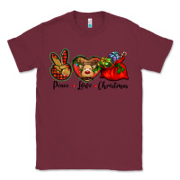 Burgundy peace love Christmas Classic Tee - BarkalooDesign