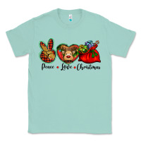 Seafoam peace love Christmas Classic Tee - BarkalooDesign