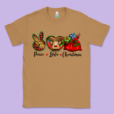 Peace Love Christmas Classic Tee Designed By Barkaloodesign
