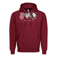Burgundy Peace Love Pitties Zipper Hoodie - Jasminsmagicworld