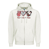 Oatmeal Heather Peace Love Pitties Zipper Hoodie - Jasminsmagicworld