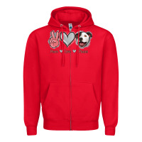 Red Peace Love Pitties Zipper Hoodie - Jasminsmagicworld