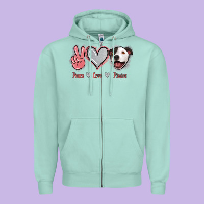Peace Love Pitties Zipper Hoodie Designed By Jasminsmagicworld
