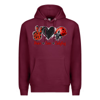 Burgundy Peace Love Ladybug Premium Hoodie - Jasminsmagicworld