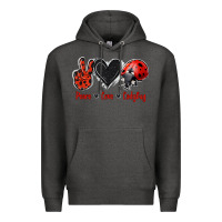 Charcoal Heather Peace Love Ladybug Premium Hoodie - Jasminsmagicworld