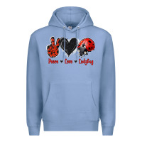 Colony Blue Peace Love Ladybug Premium Hoodie - Jasminsmagicworld