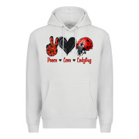 Dove Grey Peace Love Ladybug Premium Hoodie - Jasminsmagicworld