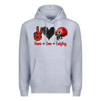 Heather Grey Peace Love Ladybug Premium Hoodie - Jasminsmagicworld