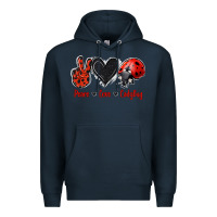 Navy Peace Love Ladybug Premium Hoodie - Jasminsmagicworld