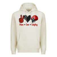 Oatmeal Heather Peace Love Ladybug Premium Hoodie - Jasminsmagicworld