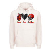 Pale Pink Peace Love Ladybug Premium Hoodie - Jasminsmagicworld