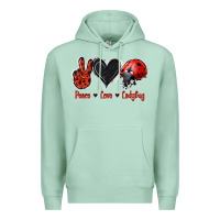 Seafoam Peace Love Ladybug Premium Hoodie - Jasminsmagicworld