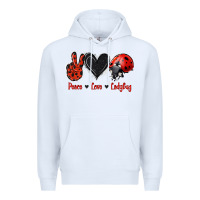 White Peace Love Ladybug Premium Hoodie - Jasminsmagicworld