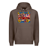 Coffee 4th of july truck cow mousepad Premium Hoodie - BarkalooDesign