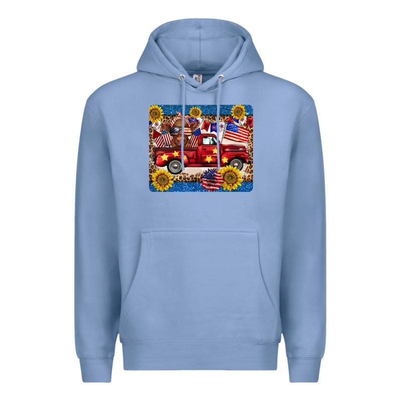 4th Of July Truck Cow Mousepad Premium Hoodie by BarkalooDesign | Teevron