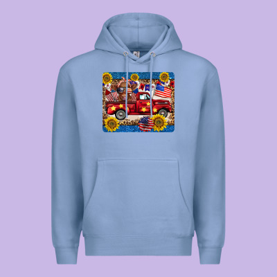 4th Of July Truck Cow Mousepad Premium Hoodie Designed By Barkaloodesign