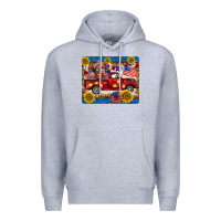 Heather Grey 4th of july truck cow mousepad Premium Hoodie - BarkalooDesign