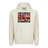 Oatmeal Heather 4th of july truck cow mousepad Premium Hoodie - BarkalooDesign