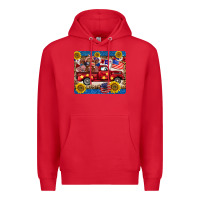 Red 4th of july truck cow mousepad Premium Hoodie - BarkalooDesign