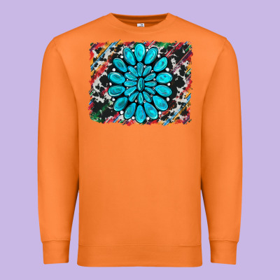Cowhide And Serape Gemstone Background Premium Sweatshirt Designed By Ranaportraitstore