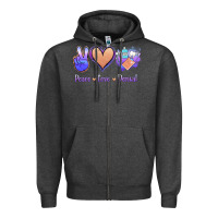 Charcoal Heather Peace Love Dental Zipper Hoodie - Jasminsmagicworld