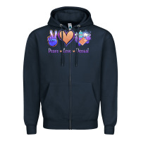 Navy Peace Love Dental Zipper Hoodie - Jasminsmagicworld