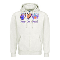Oatmeal Heather Peace Love Dental Zipper Hoodie - Jasminsmagicworld