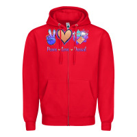 Red Peace Love Dental Zipper Hoodie - Jasminsmagicworld
