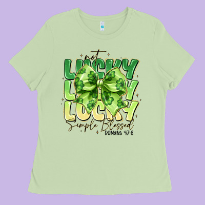 Not Lucky Simply Blessed Ladies Tee Designed By Cowhidedigitalart