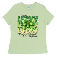 Matcha Not Lucky Simply Blessed Ladies Tee - CowhideDigitalArt
