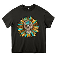 Asphalt sunflower with skull Heavy Core Tee - RanaPortraitStore