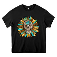 Black sunflower with skull Heavy Core Tee - RanaPortraitStore