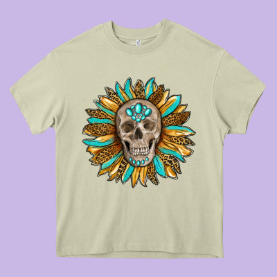 Sunflower With Skull Heavy Core Tee Designed By Ranaportraitstore