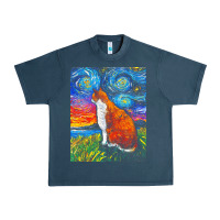 Midnight Navy cat t  shirt orange and white tabby cat t  shirt Urban Heavy Tee - linhVisuals