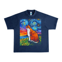 Navy cat t  shirt orange and white tabby cat t  shirt Urban Heavy Tee - linhVisuals