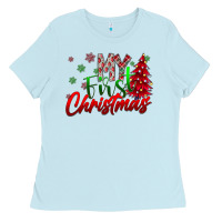 Baby Blue my first Christmas Ladies Tee - CowhideDigitalArt