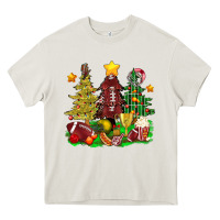 Cream christmas with american football trees bbs Heavy Core Tee - BundleAndBundleShop