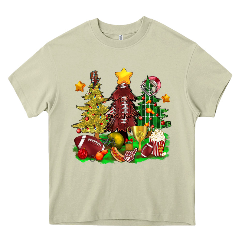 Christmas With American Football Trees Bbs Heavy Core Tee by BundleAndBundleShop | Teevron