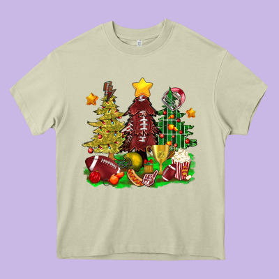 Christmas With American Football Trees Bbs Heavy Core Tee Designed By Bundleandbundleshop