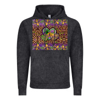 Vintage Black mardi gras fleur de lis hearts leopard glitter Vintage Hoodie - Artiststas
