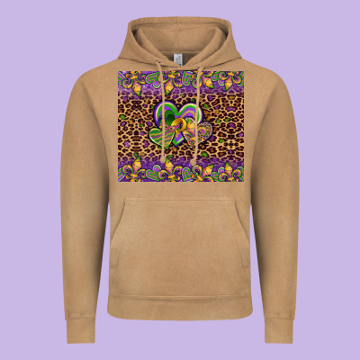 Mardi Gras Fleur De Lis Hearts Leopard Glitter Vintage Hoodie Designed By Artiststas