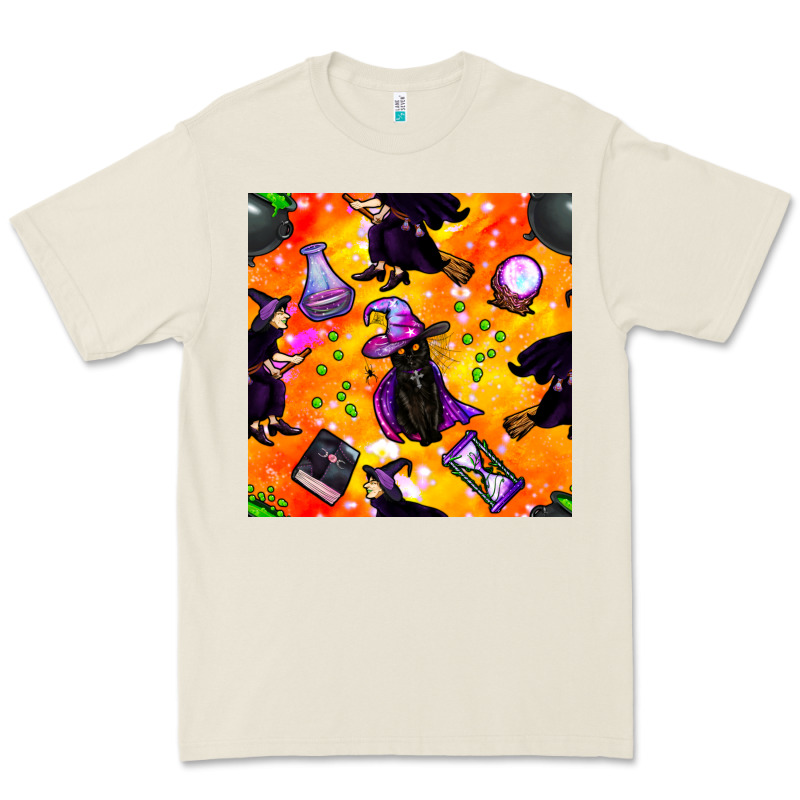 Halloween Cat And Witch Seamless Pattern Premium Tee by BundleAndBundleShop | Teevron