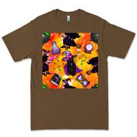 Cacao halloween cat and witch seamless pattern Premium Tee - BundleAndBundleShop