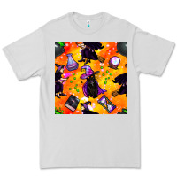 Dove Grey halloween cat and witch seamless pattern Premium Tee - BundleAndBundleShop