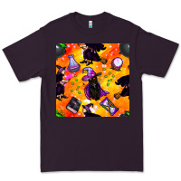 Plum halloween cat and witch seamless pattern Premium Tee - BundleAndBundleShop