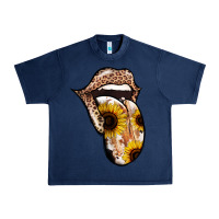 Navy Leopard Sunflower Tongue Urban Heavy Tee - Jasminsmagicworld