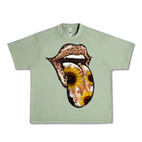 Oil Green Leopard Sunflower Tongue Urban Heavy Tee - Jasminsmagicworld