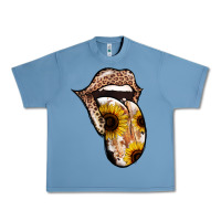 Pebble Blue Leopard Sunflower Tongue Urban Heavy Tee - Jasminsmagicworld