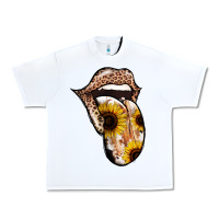 White Leopard Sunflower Tongue Urban Heavy Tee - Jasminsmagicworld